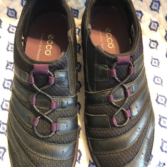 Ecco Black and Purple Rock Kyria sneaker 38 7-7.5 great condition - Picture 1 of 15